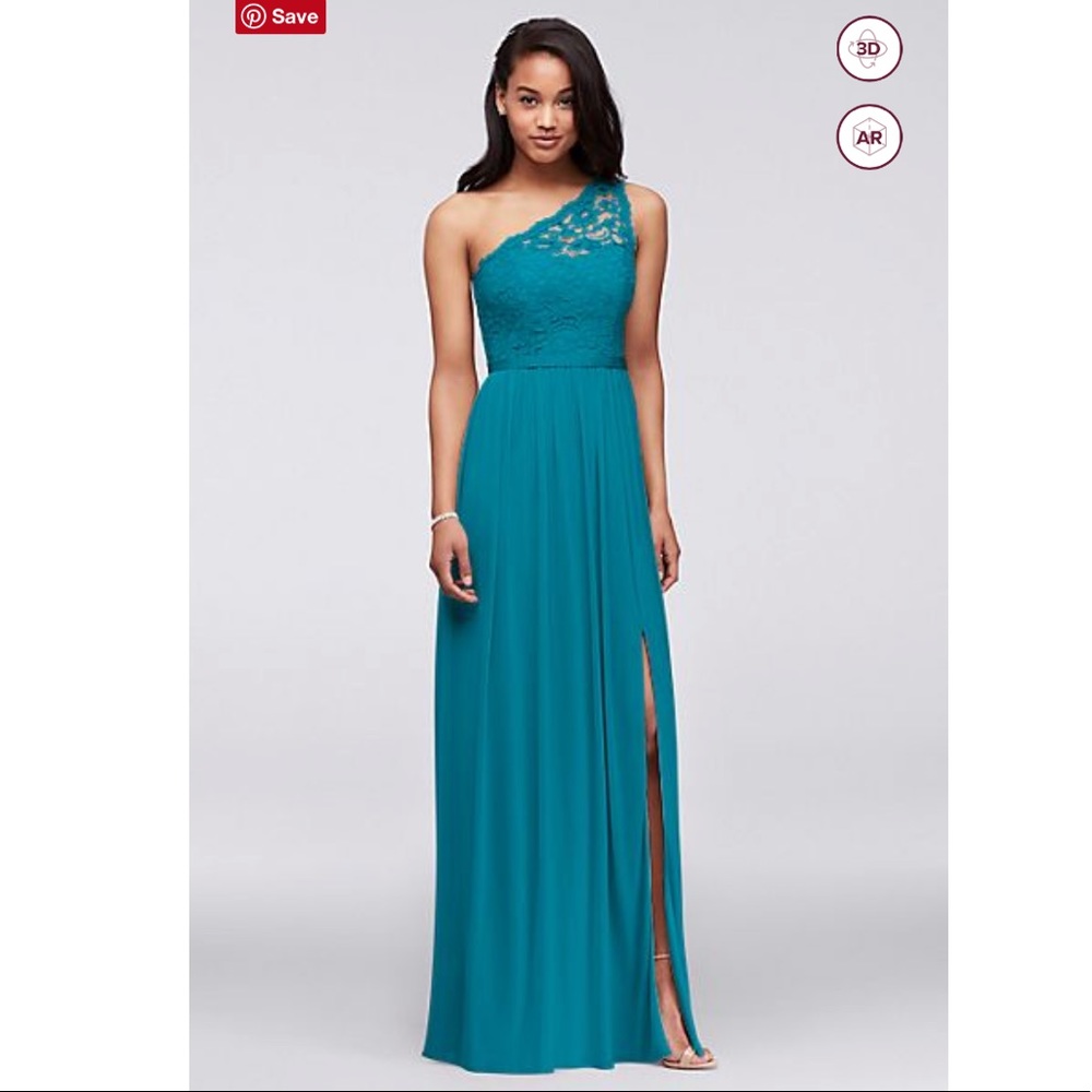 David’s Bridal Long One Shoulder Bridesmaid Dress